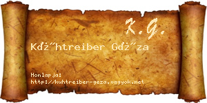 Kühtreiber Géza névjegykártya